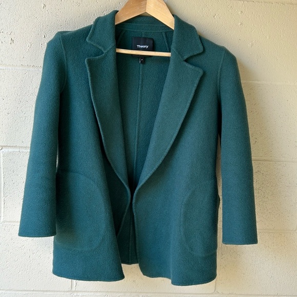 Theory Open Front Double Face Cashmere Wool Blend Jacket Coat - Picture 8 of 16